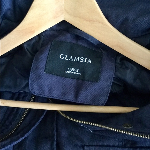 Lady Cotton Parka Jacket w/ Fur Lined Hood, Navy - Picture 2 of 7